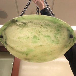 Beautiful and Unique, Carved Green Alabaster Chandelier